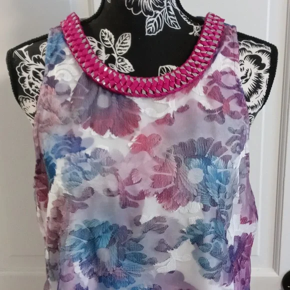 💜Badgley Mischka Belle💜 - Floral A-Line Sleeveless Olga Dress - Picture 6 of 13